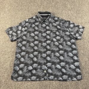 Nat Nast Shirt Mens Large Blue Palm Hawaiian Silk Blend Button Up Short Sleeve